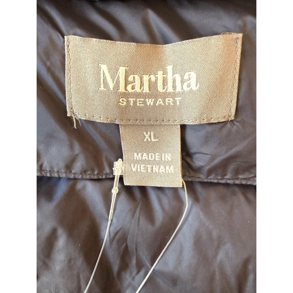 Martha Stewart Jacket Womens XL Navy Down Puffer Short Sleeve Full Zip Quilted - Picture 6 of 15